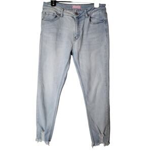 Bamboo Women's Size 13 Light Blue Skinny Jeggings Jeans Distressed Frayed Hems